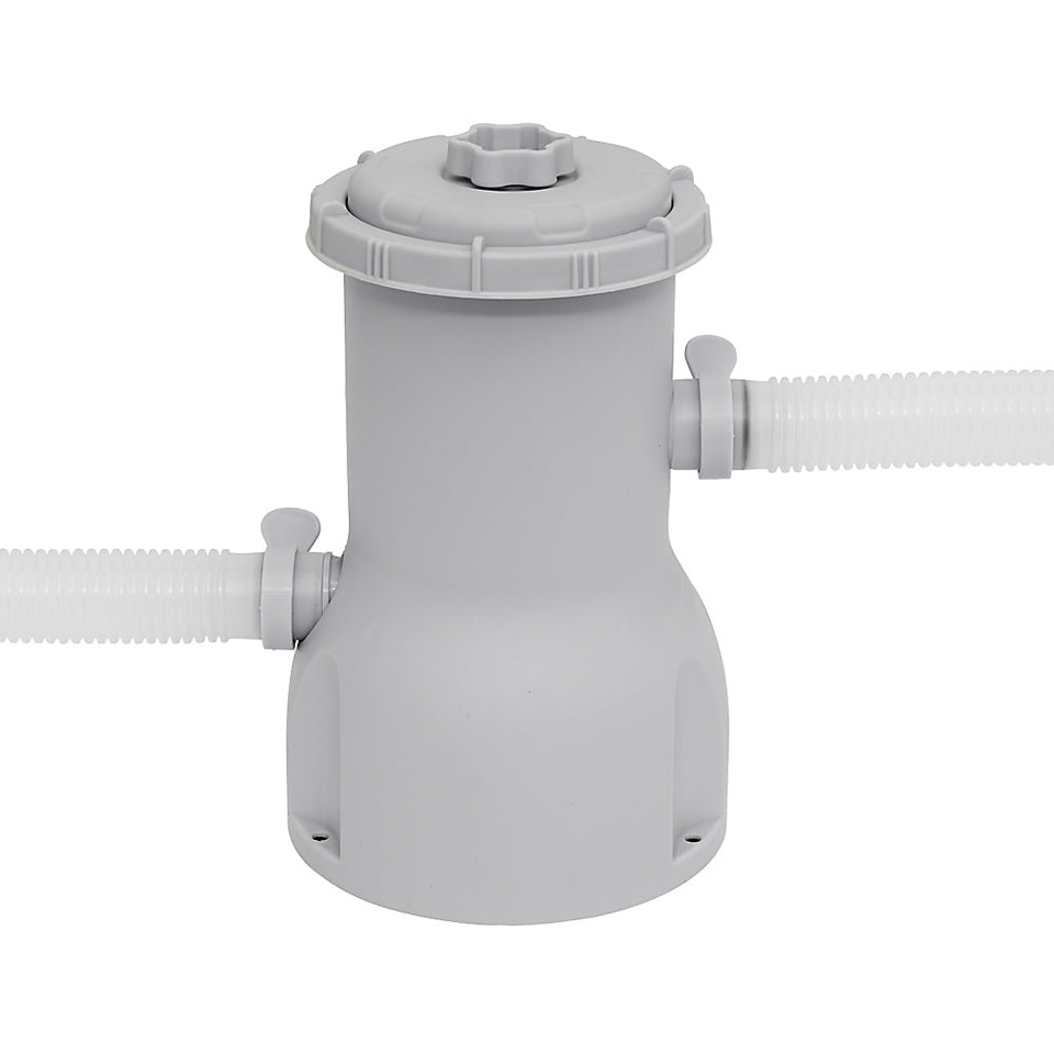 84cm Deep Garden Paddling Bathing & Swimming Pool 15ft Round Grey Rattan - Pump Included - 1089