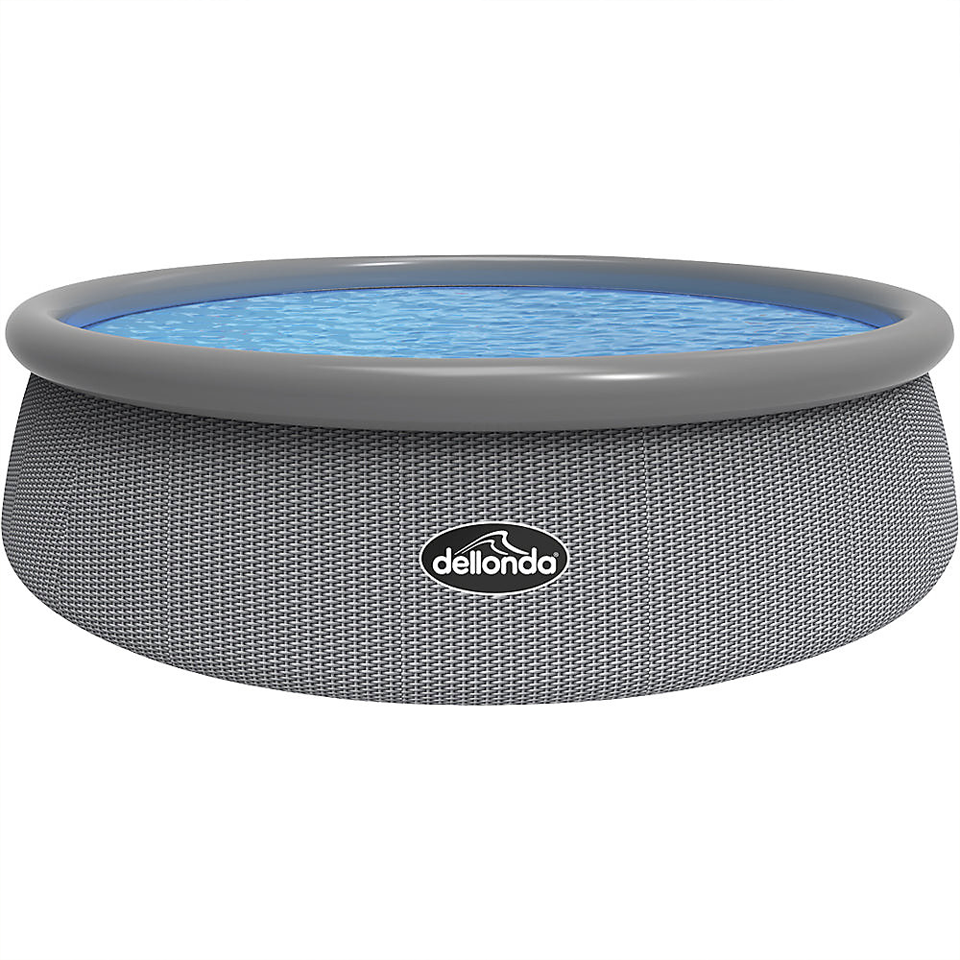 84cm Deep Garden Paddling Bathing & Swimming Pool 15ft Round Grey Rattan - Pump Included - 1089