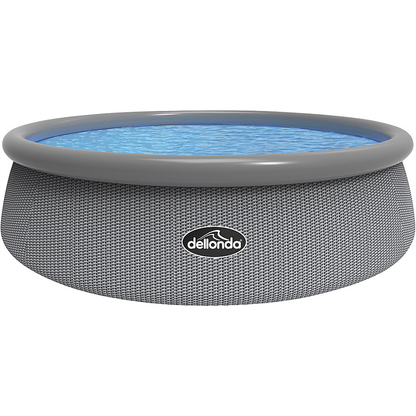 84cm Deep Garden Paddling Bathing & Swimming Pool 15ft Round Grey Rattan - Pump Included - 1089