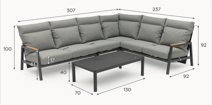 Iron Wood Reclining Corner Sofa Set - 1084