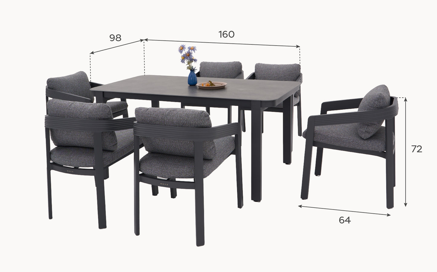 Arcadia 6-Seat Rectangular Dining Set - 1075