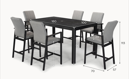 Ridge View All Weather Fabric Aluminium High 6 Seat Dining Seat - 1078