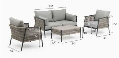 Fern Lake 2 Seater Sofa Aluminium Lounge Set - 1082