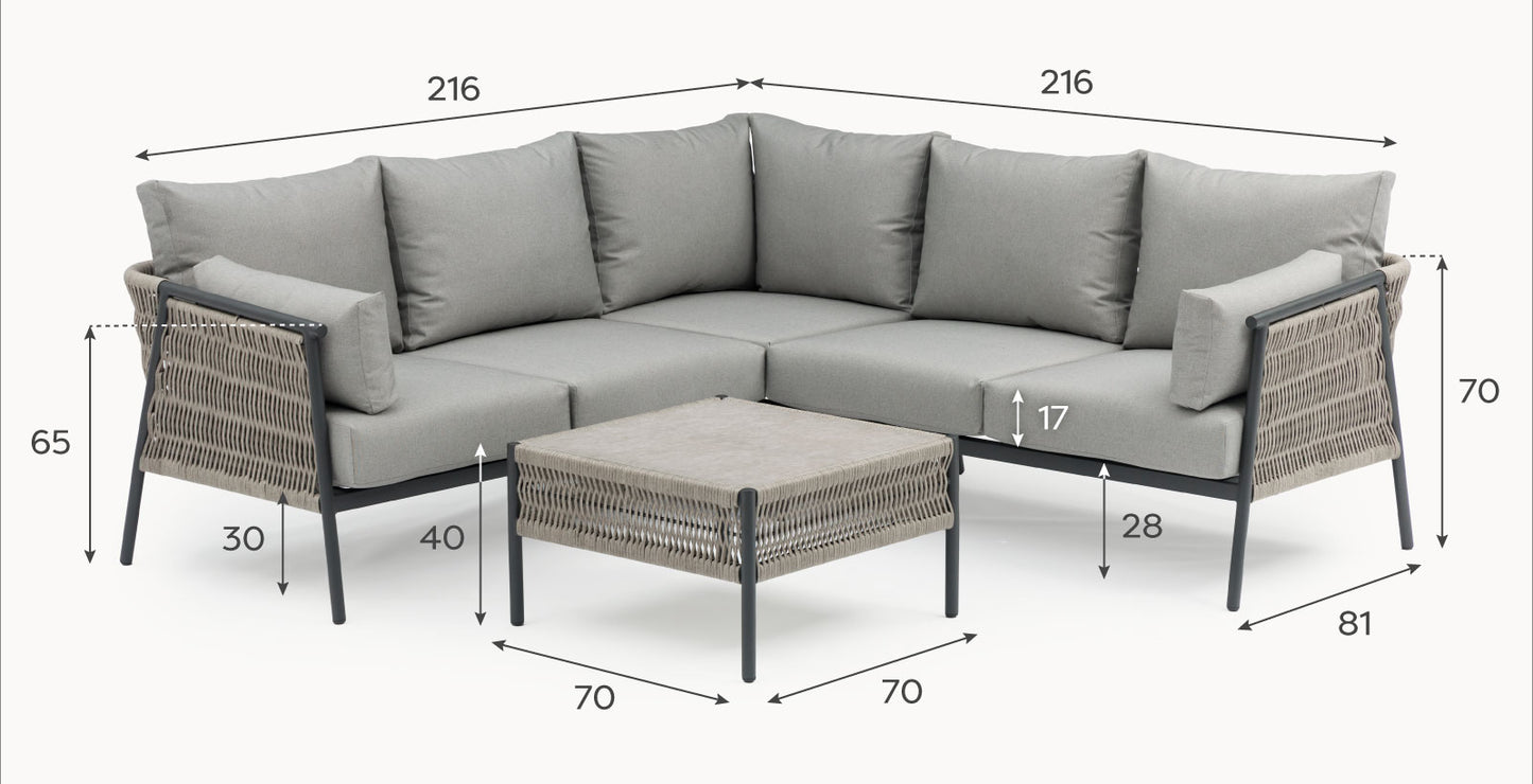 Drift Weave Rattan Aluminium Corner Sofa Lounging Set - 1074