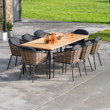 Wicker Bay 8 Seat Cane Rattan Aluminium Dining Set - 1081