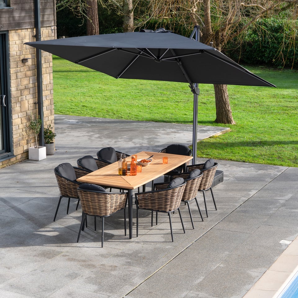 Wicker Bay 8 Seat Cane Rattan Aluminium Dining Set - 1081