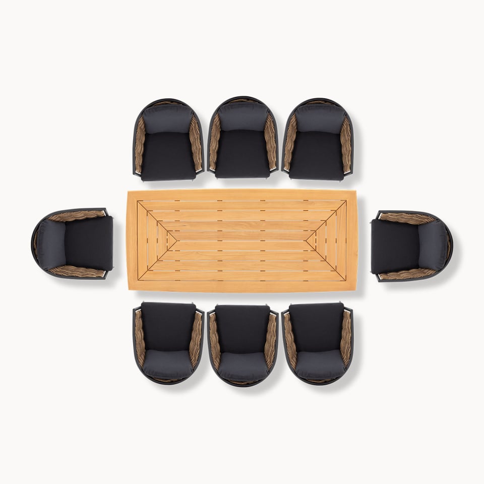 Wicker Bay 8 Seat Cane Rattan Aluminium Dining Set - 1081