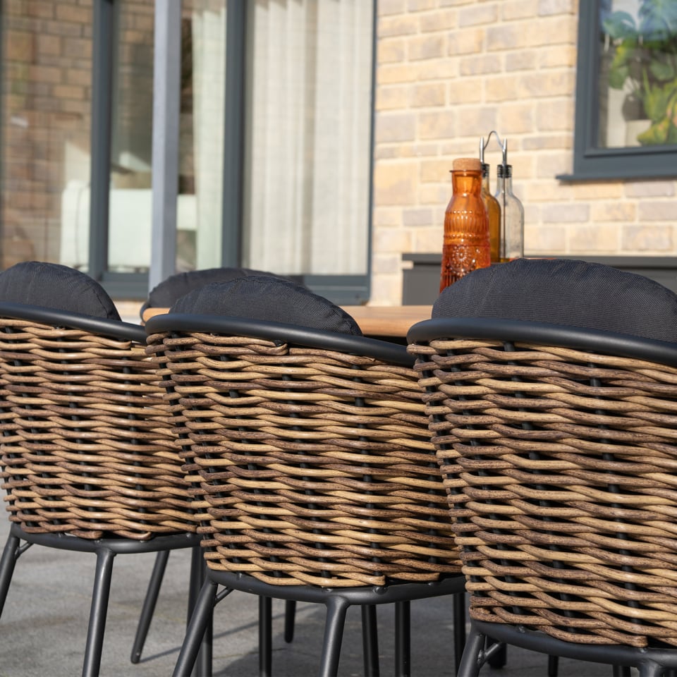 Wicker Bay 8 Seat Cane Rattan Aluminium Dining Set - 1081