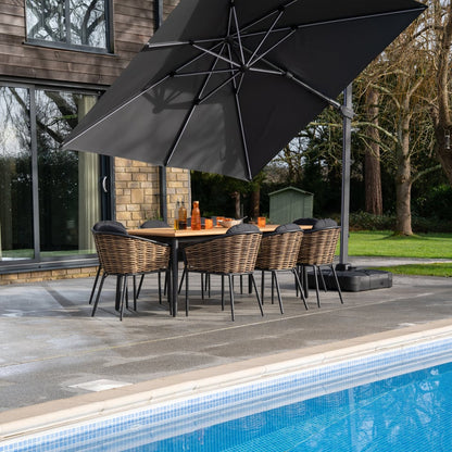 Wicker Bay 8 Seat Cane Rattan Aluminium Dining Set - 1081