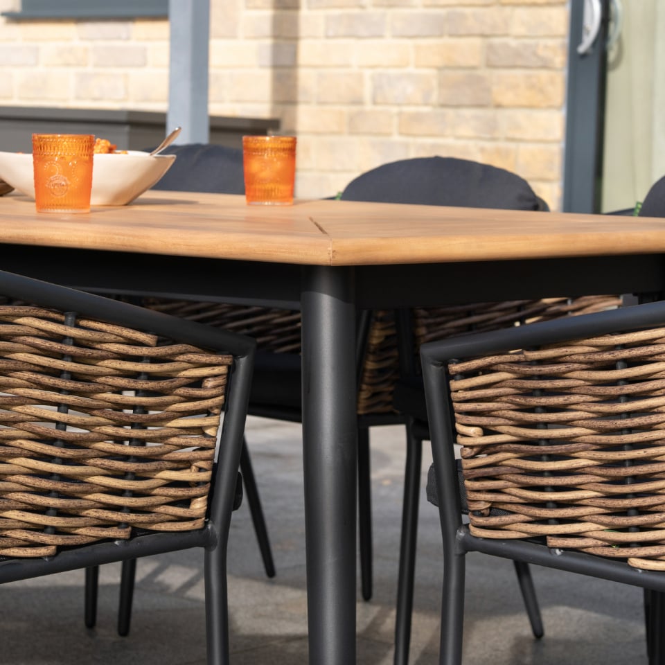 Wicker Bay 8 Seat Cane Rattan Aluminium Dining Set - 1081