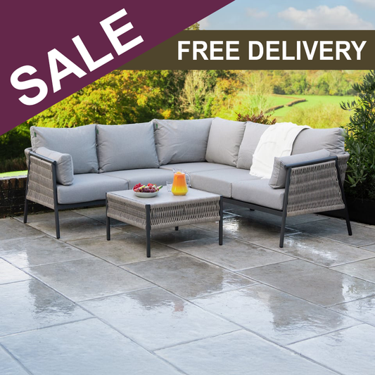 Drift Weave Rattan Aluminium Corner Sofa Lounging Set - 1074