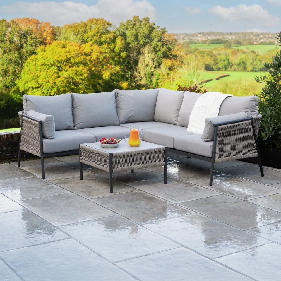 Drift Weave Rattan Aluminium Corner Sofa Lounging Set - 1074