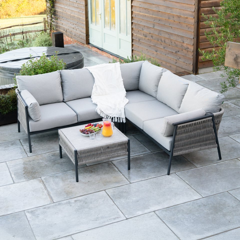 Drift Weave Rattan Aluminium Corner Sofa Lounging Set - 1074