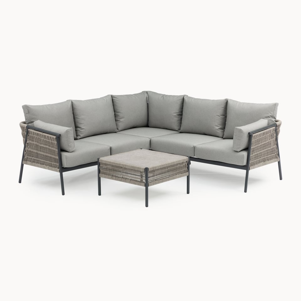 Drift Weave Rattan Aluminium Corner Sofa Lounging Set - 1074