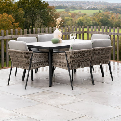 Willow 6-Seat Dining Set – Mottled Grey - 1076