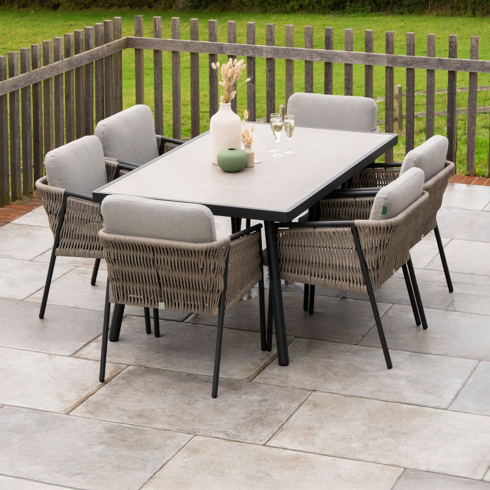 Willow 6-Seat Dining Set – Mottled Grey - 1076