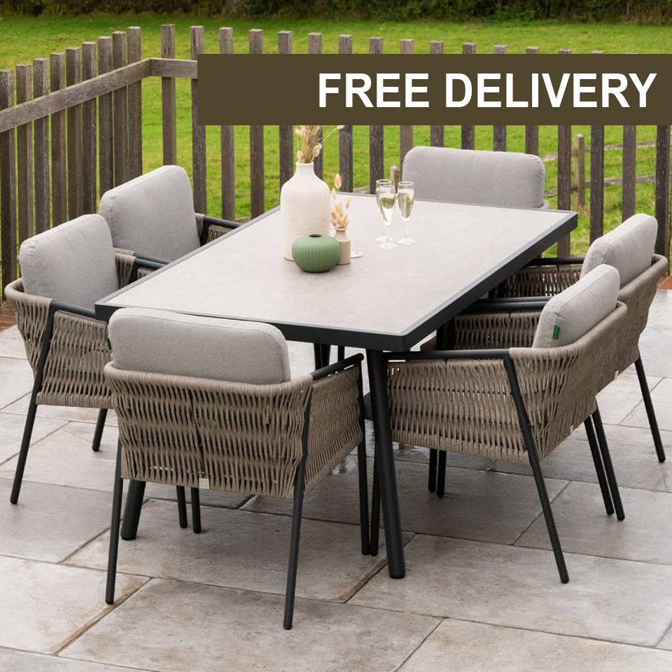 Willow 6-Seat Dining Set – Mottled Grey - 1076