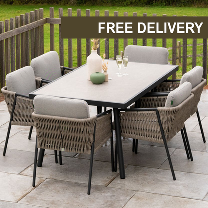 Willow 6-Seat Dining Set – Mottled Grey - 1076