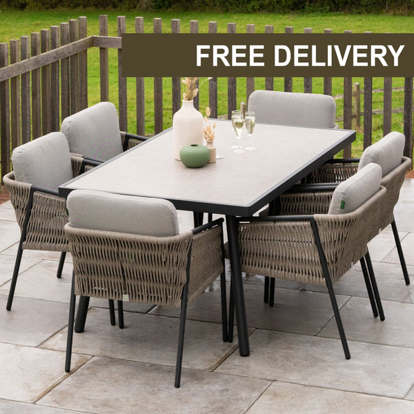 Willow 6-Seat Dining Set – Mottled Grey - 1076