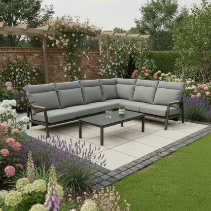 Iron Wood Reclining Corner Sofa Set - 1084