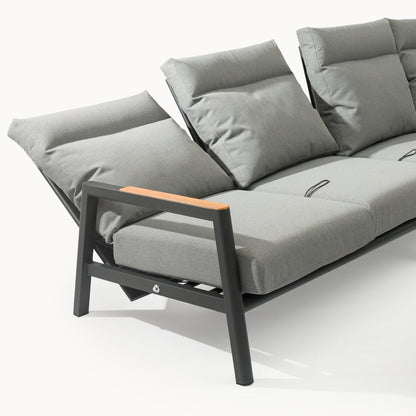 Iron Wood Reclining Corner Sofa Set - 1084