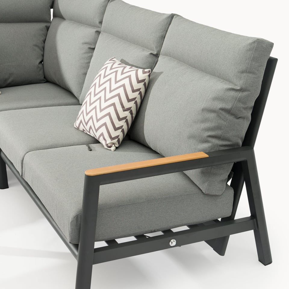 Iron Wood Reclining Corner Sofa Set - 1084