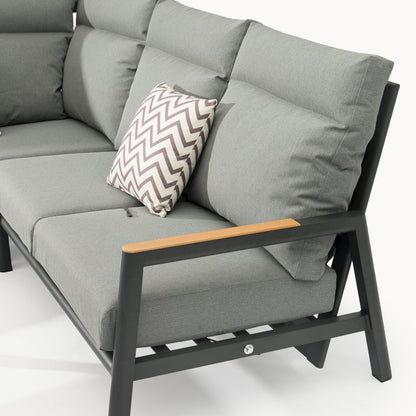 Iron Wood Reclining Corner Sofa Set - 1084