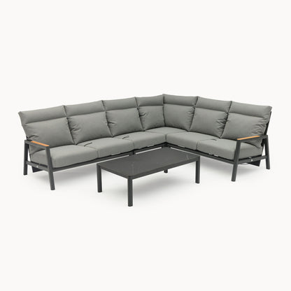 Iron Wood Reclining Corner Sofa Set - 1084